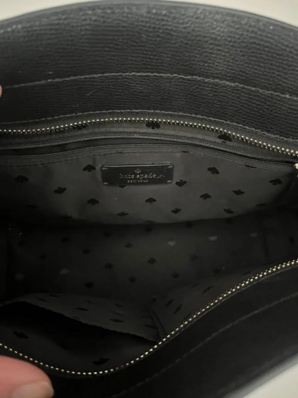Kate Spade New York Black Pebbled Leather Structured Tote Handbag
